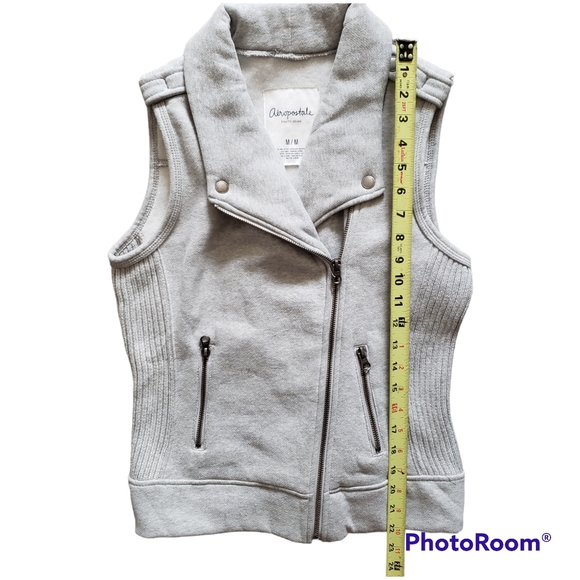 Aeropostale eighty seven Girls Moto Vest Asymmetrical Zip Up Gray Size Medium - Picture 3 of 8